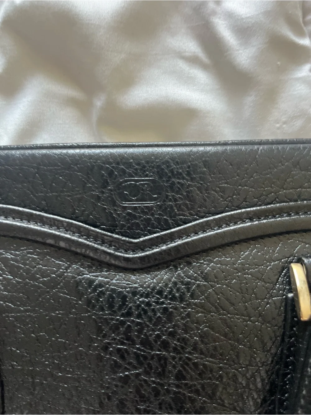Vintage Oscar de la Renta Black Textured Leather Briefcase Commuter Laptop Bag